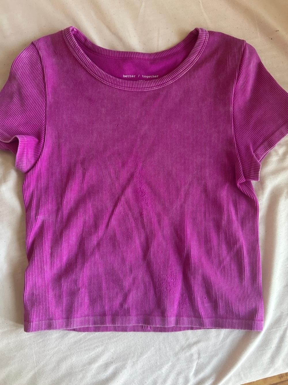 Better Together Ribbed Crop Tee - Bright Magenta